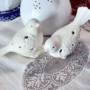 Pair Cream Ceramic Porcelain Sophie Birds Home Decor